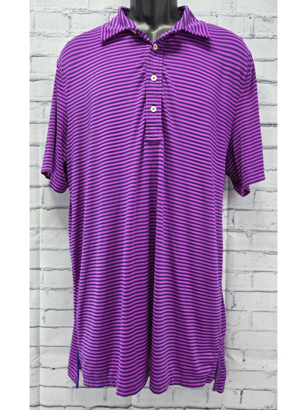 RLX Ralph Lauren Mens Purple Striped Polo Shirt Large
